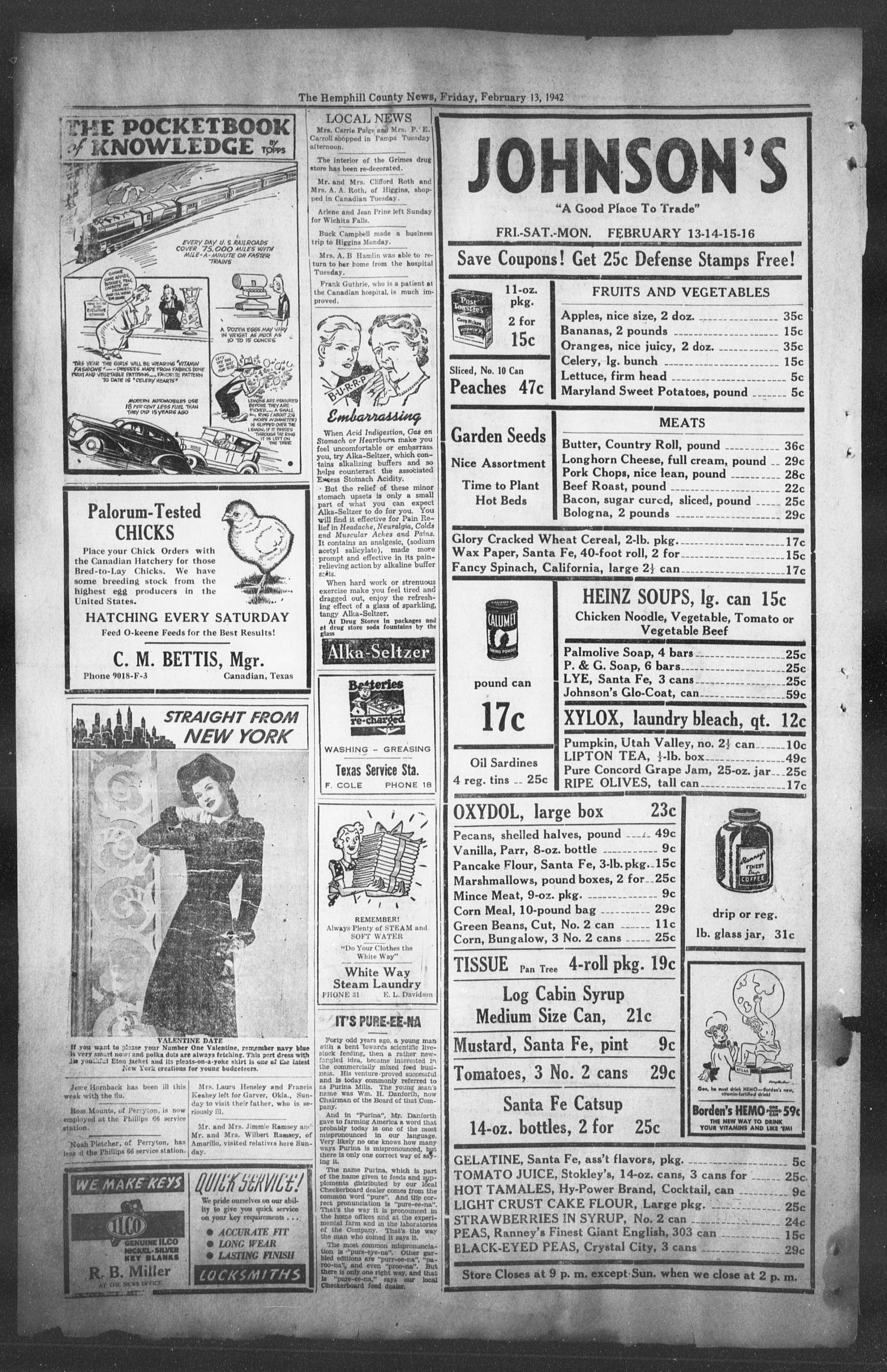The Hemphill County News (Canadian, Tex), Vol. 4, No. 22, Ed. 1, Friday, February 13, 1942
                                                
                                                    4
                                                