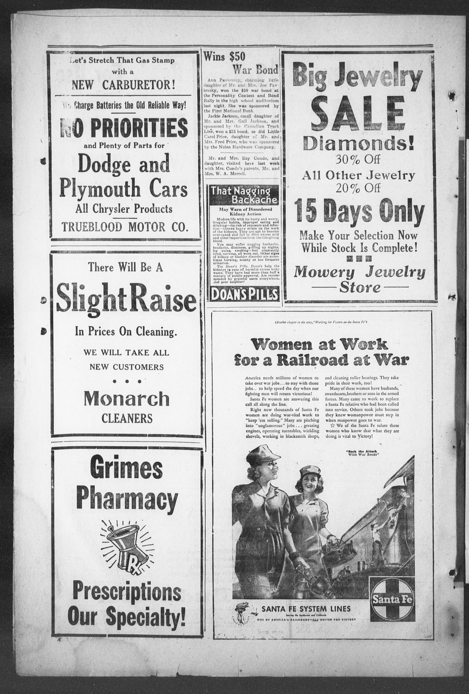 The Hemphill County News (Canadian, Tex), Vol. 6, No. 3, Ed. 1, Friday, October 1, 1943
                                                
                                                    4
                                                