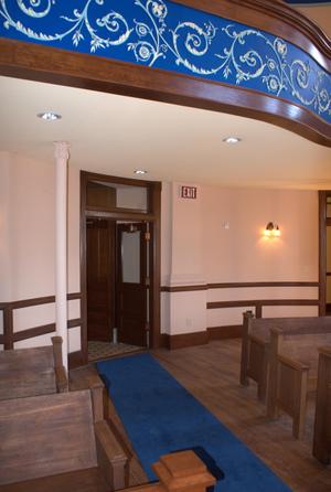 Primary view of object titled '[Blue Carpet in Courtroom]'.