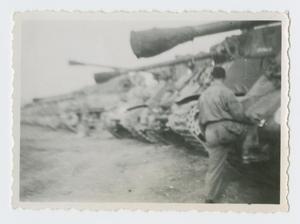Primary view of object titled '[Soldier by Line of Tanks]'.