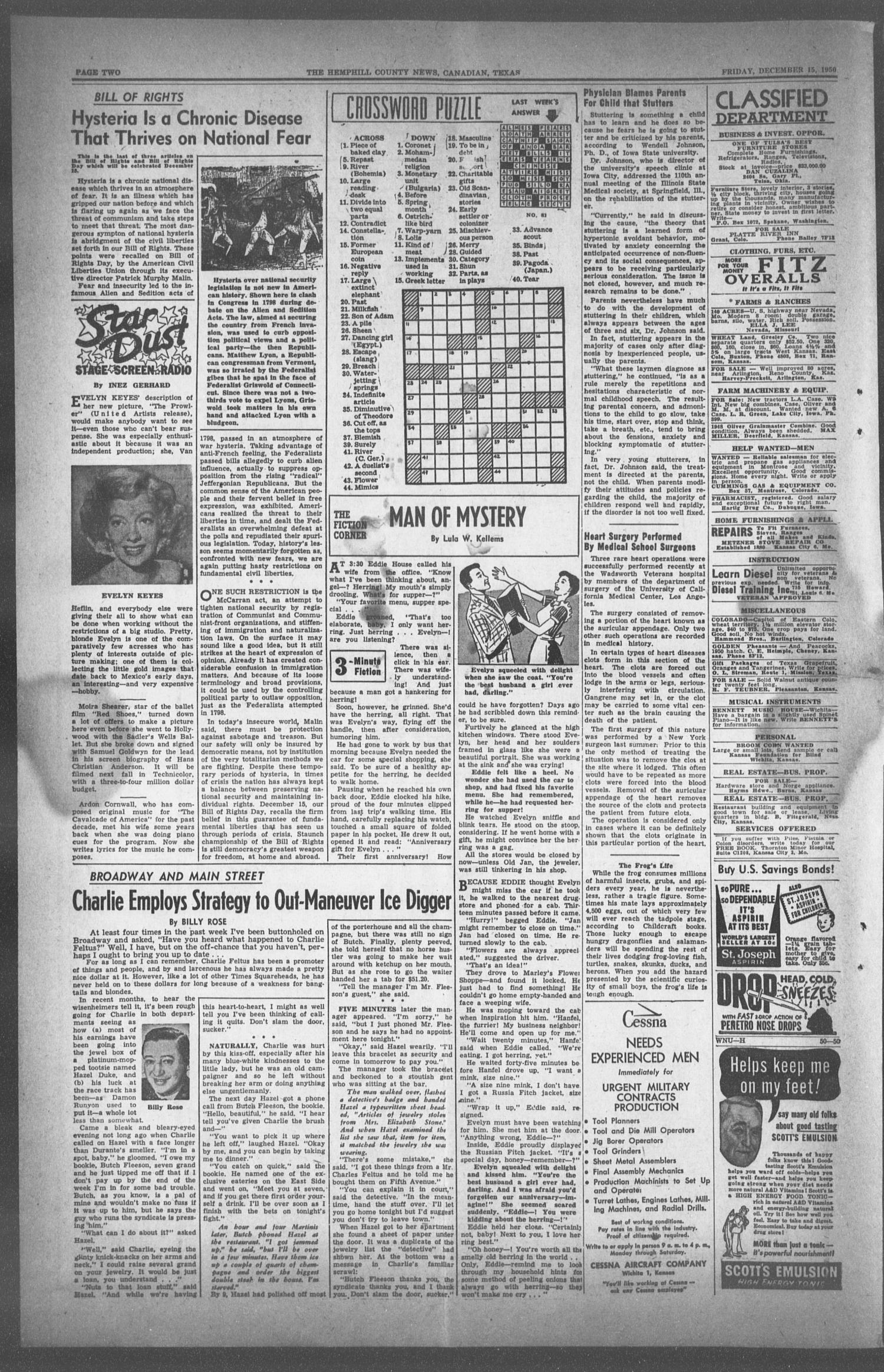 The Hemphill County News (Canadian, Tex), Vol. THIRTEENTH YEAR, No. 15, Ed. 1, Friday, December 15, 1950
                                                
                                                    2
                                                