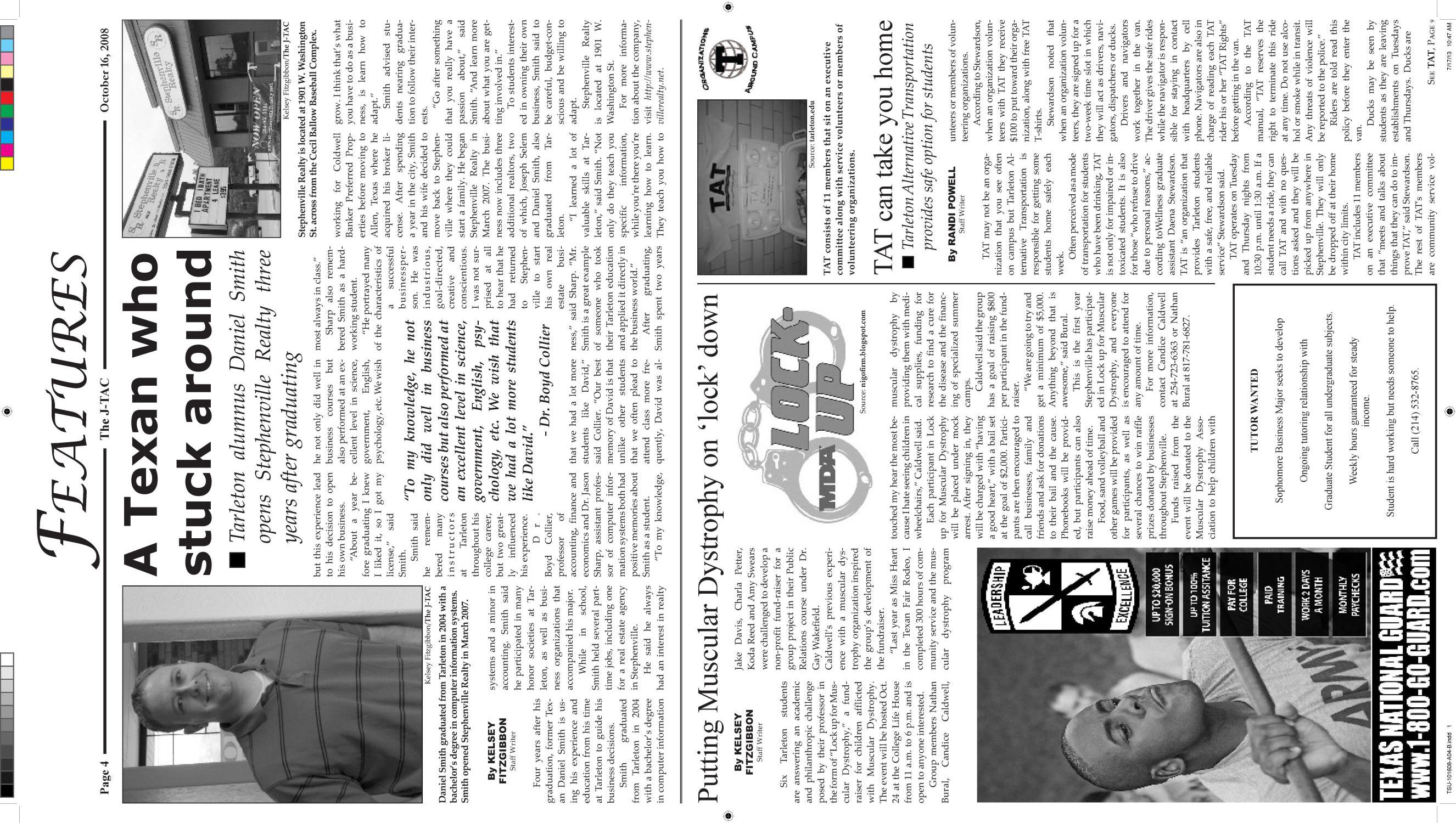 The J-TAC (Stephenville, Tex.), Vol. 180, No. 6, Ed. 1 Thursday, October 16, 2008
                                                
                                                    [Sequence #]: 4 of 12
                                                