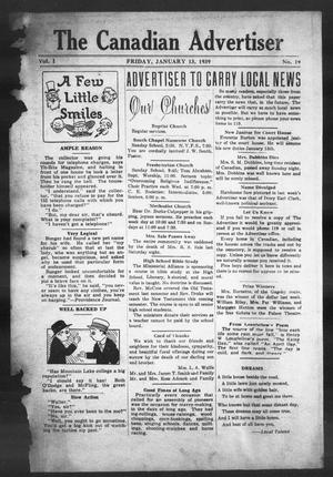 Primary view of object titled 'The Canadian Advertiser (Canadian, Tex), Vol. 1, No. 19, Ed. 1, Friday, January 13, 1939'.