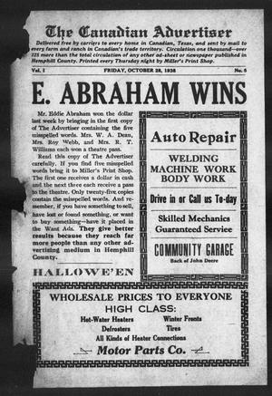 Primary view of object titled 'The Canadian Advertiser (Canadian, Tex), Vol. 1, No. 8, Ed. 1, Friday, October 28, 1938'.