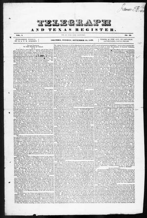 Primary view of Telegraph and Texas Register (Columbia, Tex.), Vol. 1, No. 29, Ed. 1, Tuesday, September 13, 1836