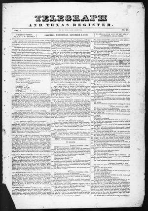 Primary view of object titled 'Telegraph and Texas Register (Columbia, Tex.), Vol. 1, No. 37, Ed. 1, Wednesday, November 9, 1836'.
