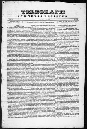 Primary view of object titled 'Telegraph and Texas Register (Columbia, Tex.), Vol. 1, No. 42, Ed. 1, Saturday, November 26, 1836'.