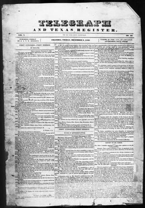 Primary view of Telegraph and Texas Register (Columbia, Tex.), Vol. 1, No. 45, Ed. 1, Friday, December 9, 1836