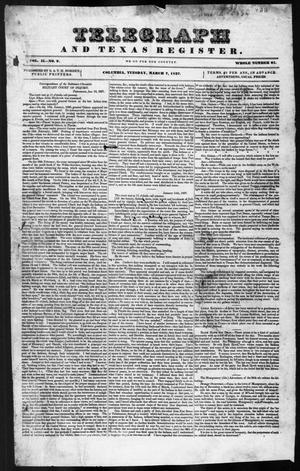 Primary view of object titled 'Telegraph and Texas Register (Columbia, Tex.), Vol. 2, No. 9, Ed. 1, Tuesday, March 7, 1837'.