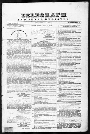 Primary view of Telegraph and Texas Register (Houston, Tex.), Vol. 2, No. 22, Ed. 1, Tuesday, June 13, 1837