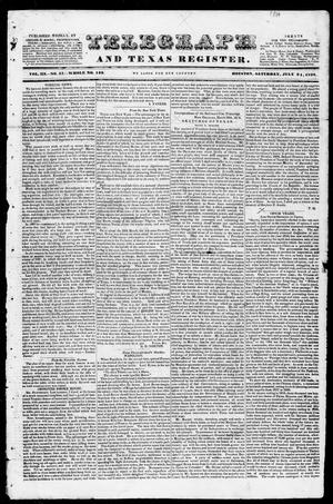 Primary view of object titled 'Telegraph and Texas Register (Houston, Tex.), Vol. 3, No. 47, Ed. 1, Saturday, July 21, 1838'.