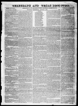 Primary view of object titled 'Telegraph and Texas Register (Houston, Tex.), Vol. 5, No. 8, Ed. 1, Wednesday, August 7, 1839'.