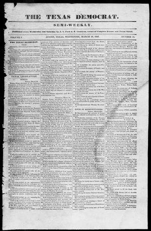 Primary view of The Texas Democrat (Austin, Tex.), Vol. 1, No. 11, Ed. 1, Wednesday, March 18, 1846