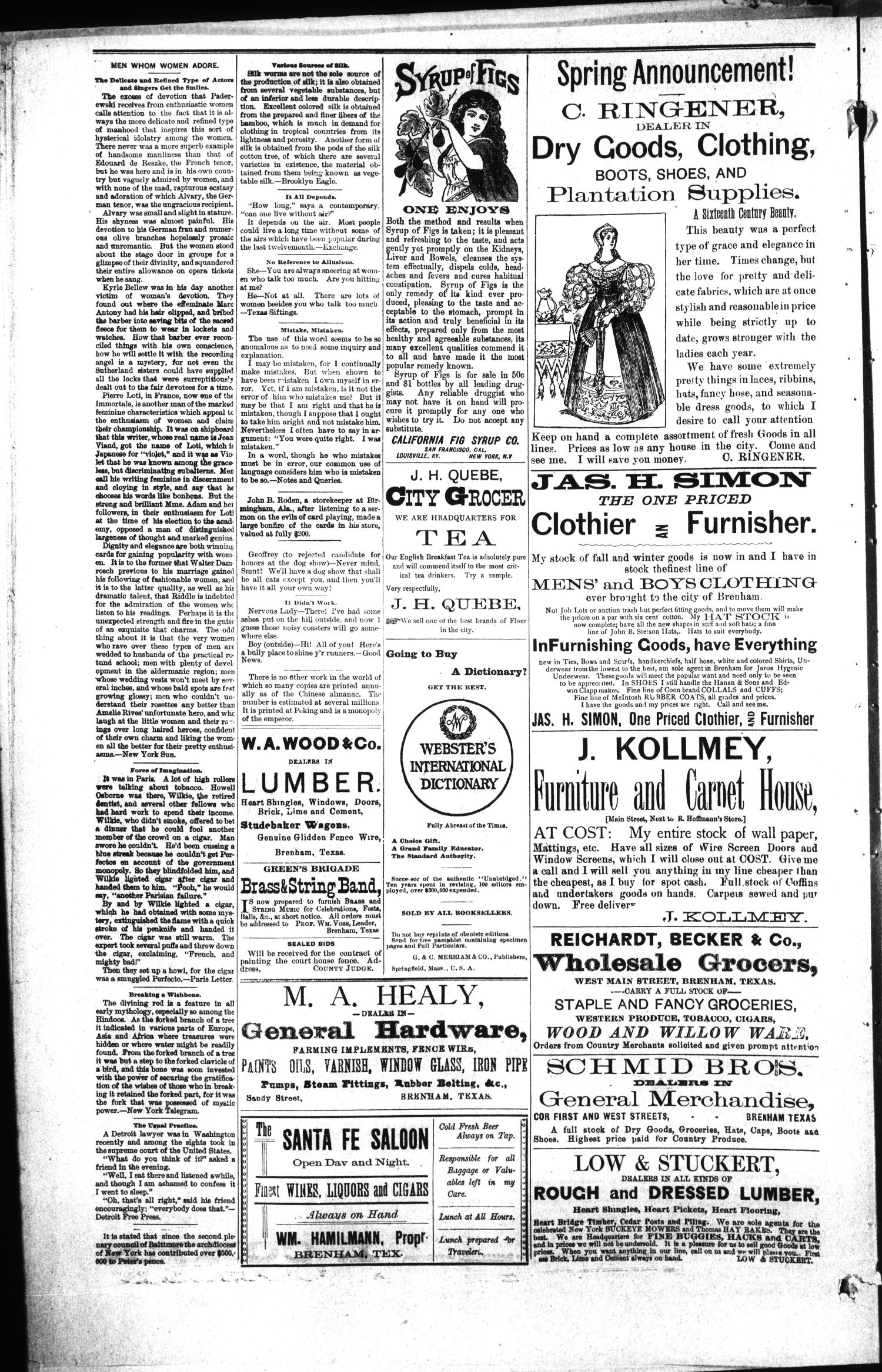 Brenham Daily Banner. (Brenham, Tex.), Vol. 18, No. 103, Ed. 1 Wednesday, April 19, 1893
                                                
                                                    [Sequence #]: 6 of 8
                                                