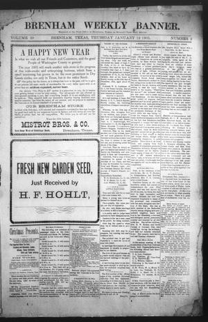 Primary view of object titled 'Brenham Weekly Banner. (Brenham, Tex.), Vol. 39, No. 2, Ed. 1 Thursday, January 12, 1905'.