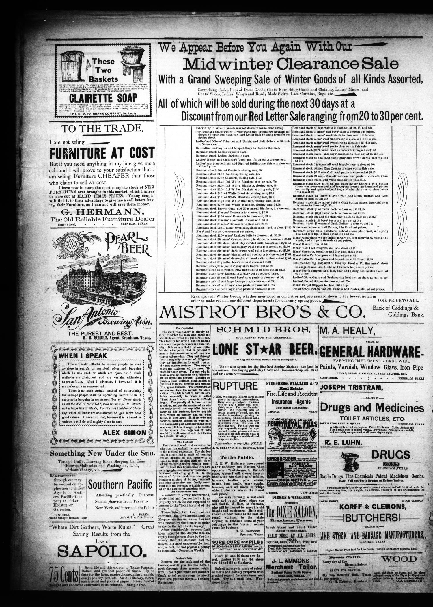 Brenham Daily Banner. (Brenham, Tex.), Vol. 22, No. 41, Ed. 1 Tuesday, February 16, 1897
                                                
                                                    [Sequence #]: 4 of 4
                                                