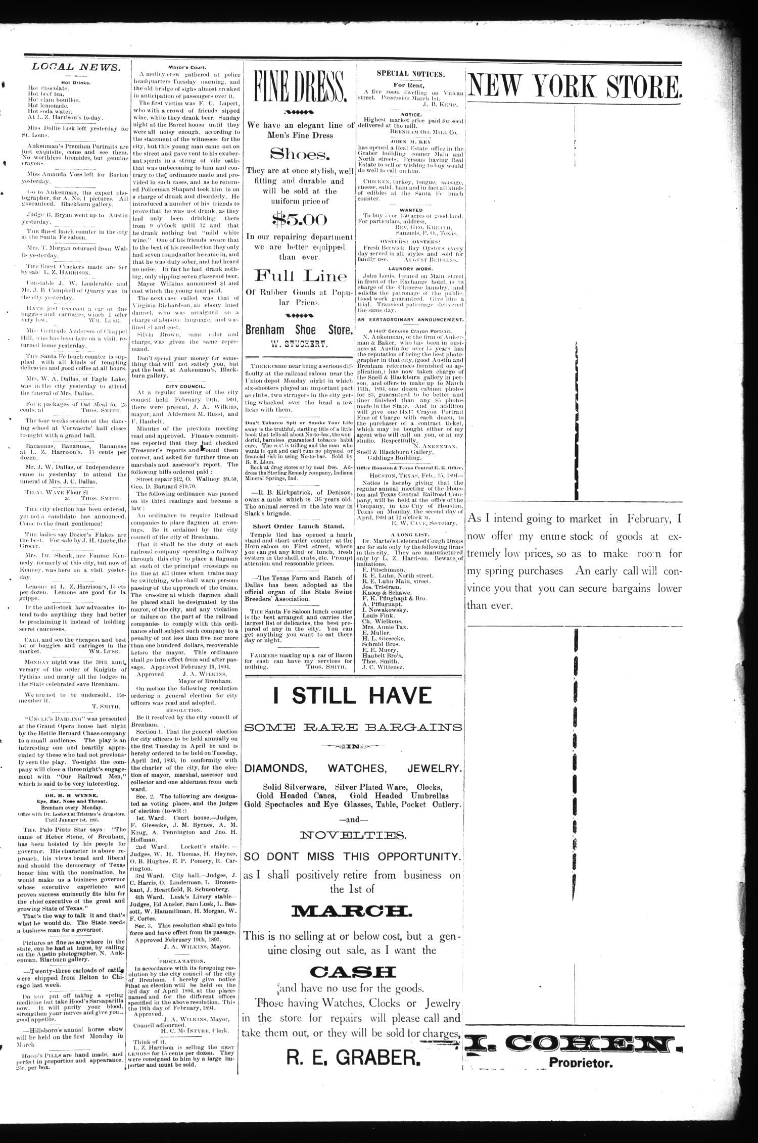 Brenham Daily Banner. (Brenham, Tex.), Vol. 19, No. 40, Ed. 1 Wednesday, February 21, 1894
                                                
                                                    [Sequence #]: 3 of 4
                                                