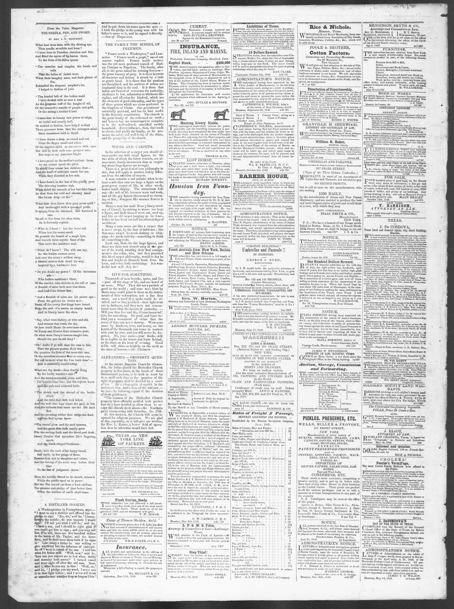 Democratic Telegraph and Texas Register (Houston, Tex.), Vol. 15, No. 1, Ed. 1, Thursday, December 27, 1849
                                                
                                                    [Sequence #]: 4 of 4
                                                