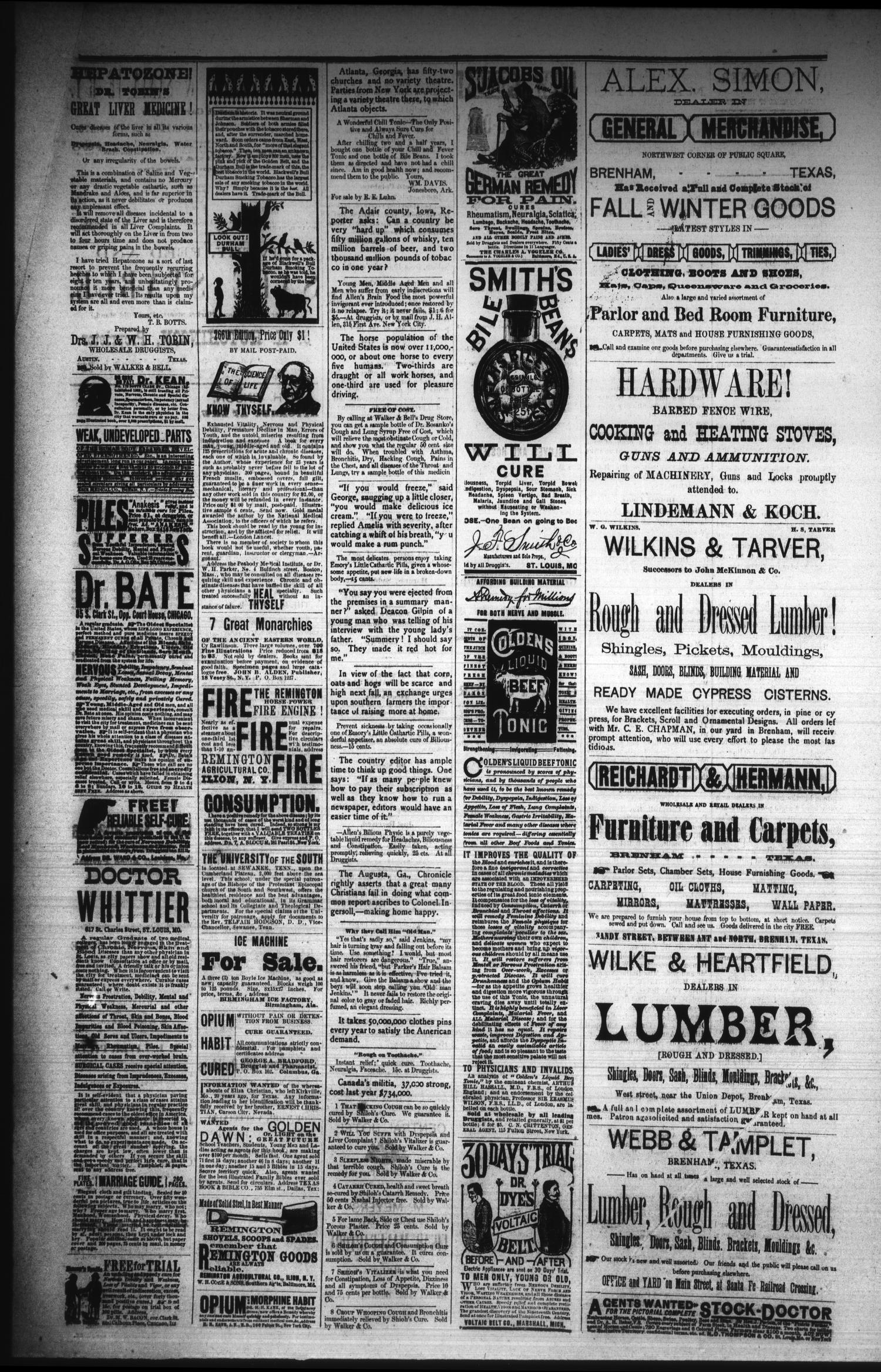 Brenham Daily Banner. (Brenham, Tex.), Vol. 9, No. 60, Ed. 1 Monday, March 10, 1884
                                                
                                                    [Sequence #]: 4 of 4
                                                