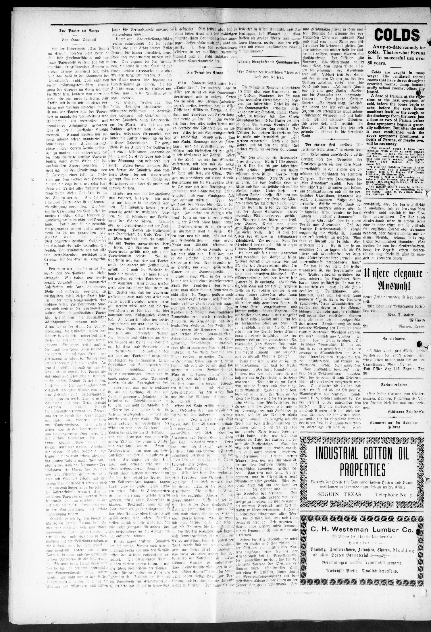 Seguiner Zeitung. (Seguin, Tex.), Vol. 25, No. 29, Ed. 1 Thursday, March 11, 1915
                                                
                                                    [Sequence #]: 6 of 8
                                                