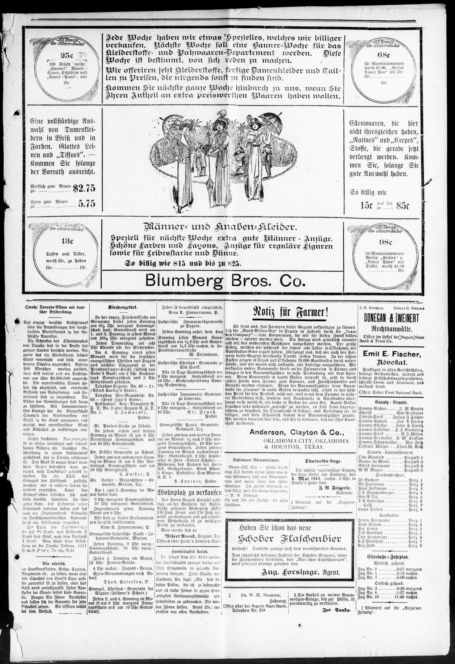Seguiner Zeitung. (Seguin, Tex.), Vol. 22, No. 34, Ed. 1 Thursday, April 17, 1913
                                                
                                                    [Sequence #]: 3 of 8
                                                