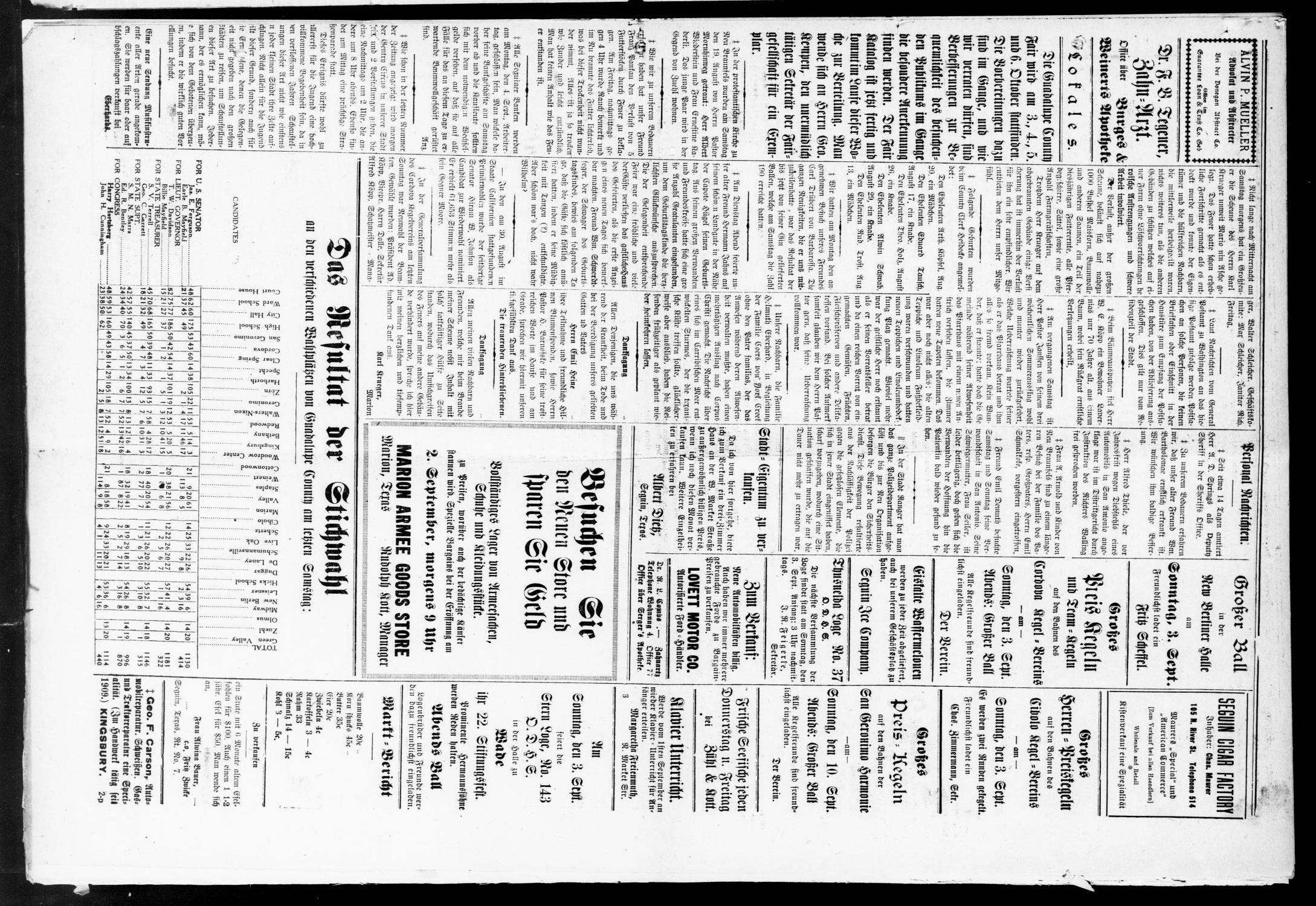 Seguiner Zeitung. (Seguin, Tex.), Vol. 32, No. 1, Ed. 1 Friday, September 1, 1922
                                                
                                                    [Sequence #]: 5 of 8
                                                