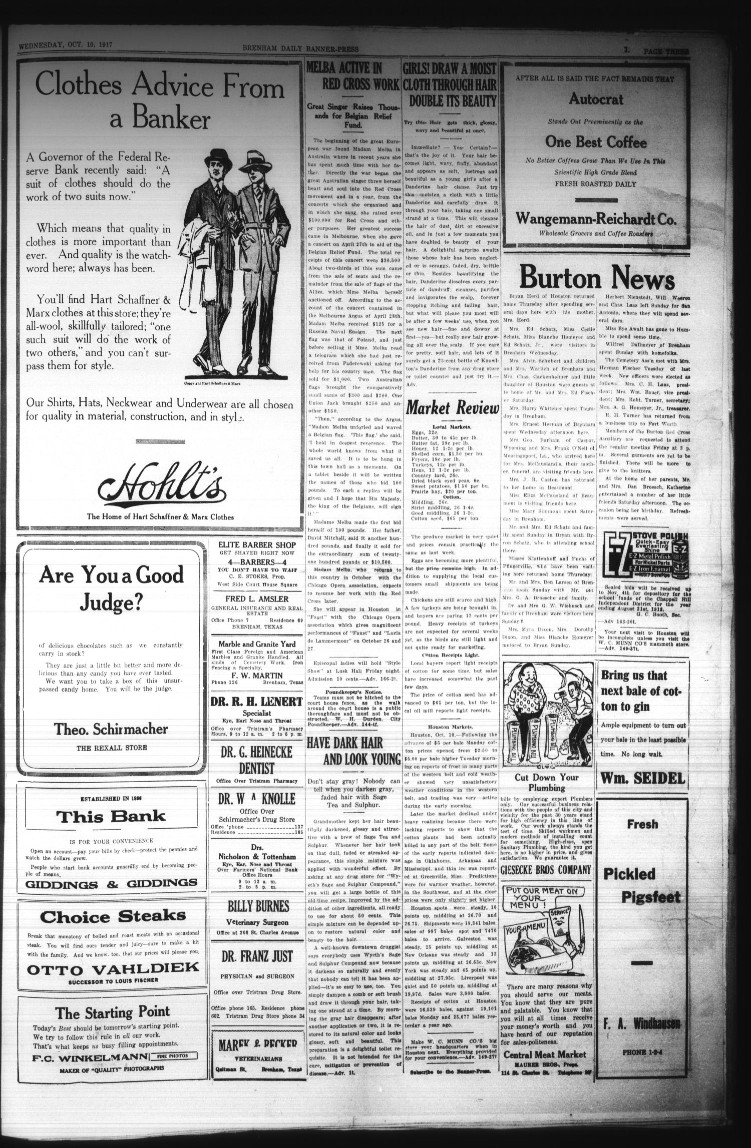 Brenham Daily Banner-Press (Brenham, Tex.), Vol. 34, No. 167, Ed. 1 Wednesday, October 10, 1917
                                                
                                                    [Sequence #]: 3 of 4
                                                