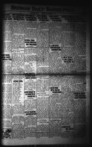 Primary view of object titled 'Brenham Daily Banner-Press (Brenham, Tex.), Vol. 38, No. 206, Ed. 1 Monday, November 28, 1921'.