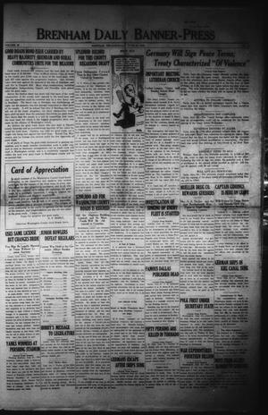 Primary view of object titled 'Brenham Daily Banner-Press (Brenham, Tex.), Vol. 36, No. 74, Ed. 1 Monday, June 23, 1919'.