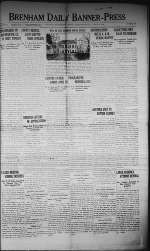 Primary view of object titled 'Brenham Daily Banner-Press (Brenham, Tex.), Vol. 33, No. 20, Ed. 1 Wednesday, April 19, 1916'.