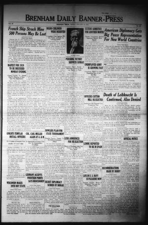 Primary view of object titled 'Brenham Daily Banner-Press (Brenham, Tex.), Vol. 35, No. 249, Ed. 1 Friday, January 17, 1919'.