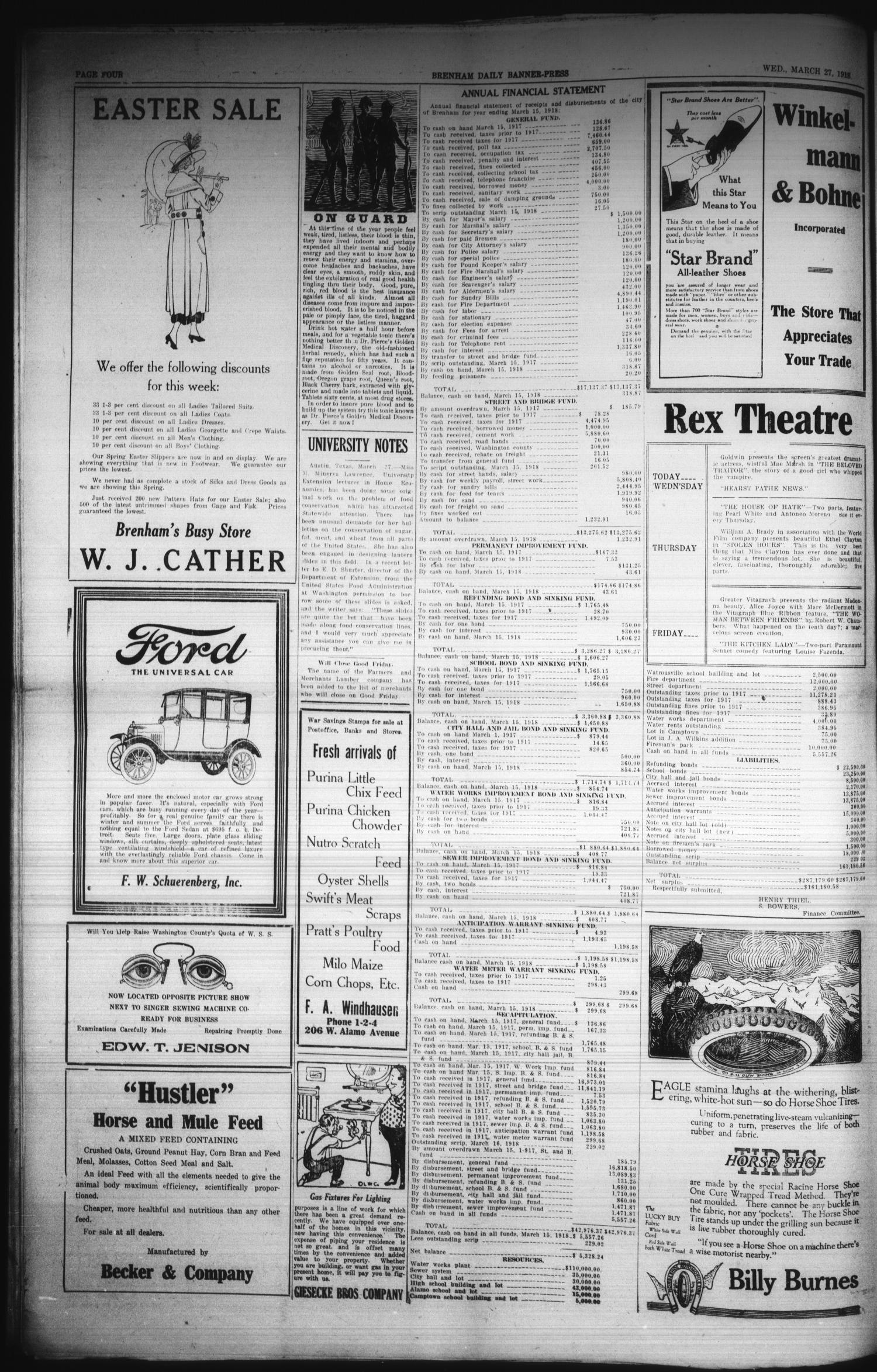 Brenham Daily Banner-Press (Brenham, Tex.), Vol. 35, No. 1, Ed. 1 Wednesday, March 27, 1918
                                                
                                                    [Sequence #]: 4 of 4
                                                