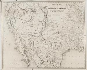 Primary view of General Map Showing the Countries Explored and Surveyed by the United States and Mexican Boundary Commissions- in the years 1850, 51, 52, and 53.
