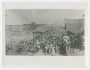 Primary view of object titled '[Photograph of Train in Chilton, Texas]'.