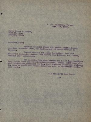 Primary view of object titled '[Letter from Concordia College Board of Control to William Hagen, September 17, 1930]'.