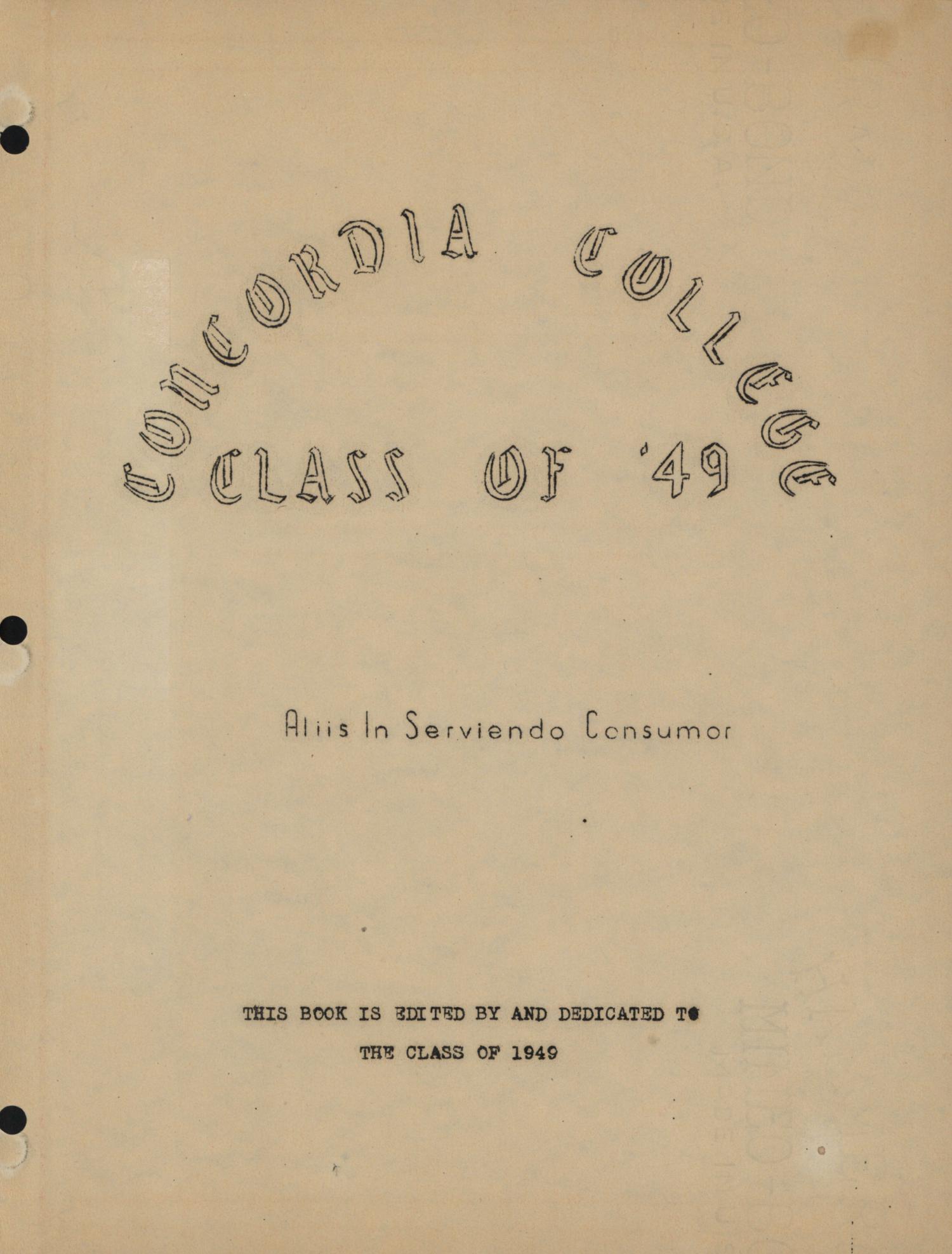Concordia College Class of '49
                                                
                                                    Title Page
                                                