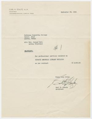 Primary view of object titled '[Certificate of Payment from Carl Stautz to Lutheran Concordia College'.