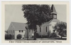Primary view of object titled '[Postcard of First Presbyterian Church, Georgetown]'.