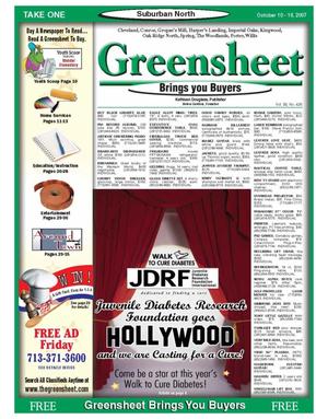 Primary view of object titled 'Greensheet (Houston, Tex.), Vol. 38, No. 426, Ed. 1 Wednesday, October 10, 2007'.