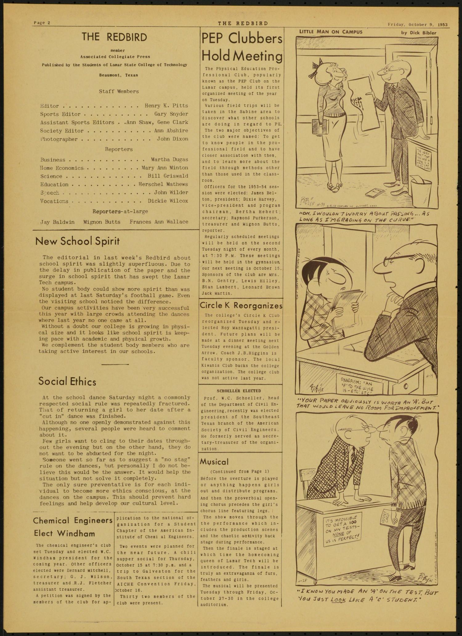 The Redbird (Beaumont, Tex.), Vol. 3, No. 2, Ed. 1 Friday, October 9, 1953
                                                
                                                    [Sequence #]: 2 of 4
                                                