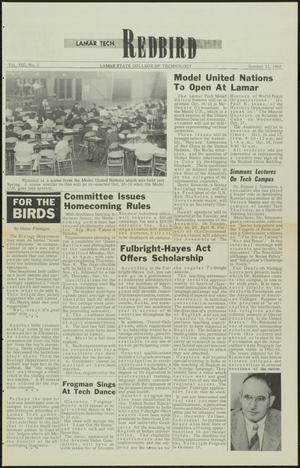 Primary view of object titled 'Lamar Tech Redbird (Beaumont, Tex.), Vol. 13, No. 3, Ed. 1 Friday, October 12, 1962'.