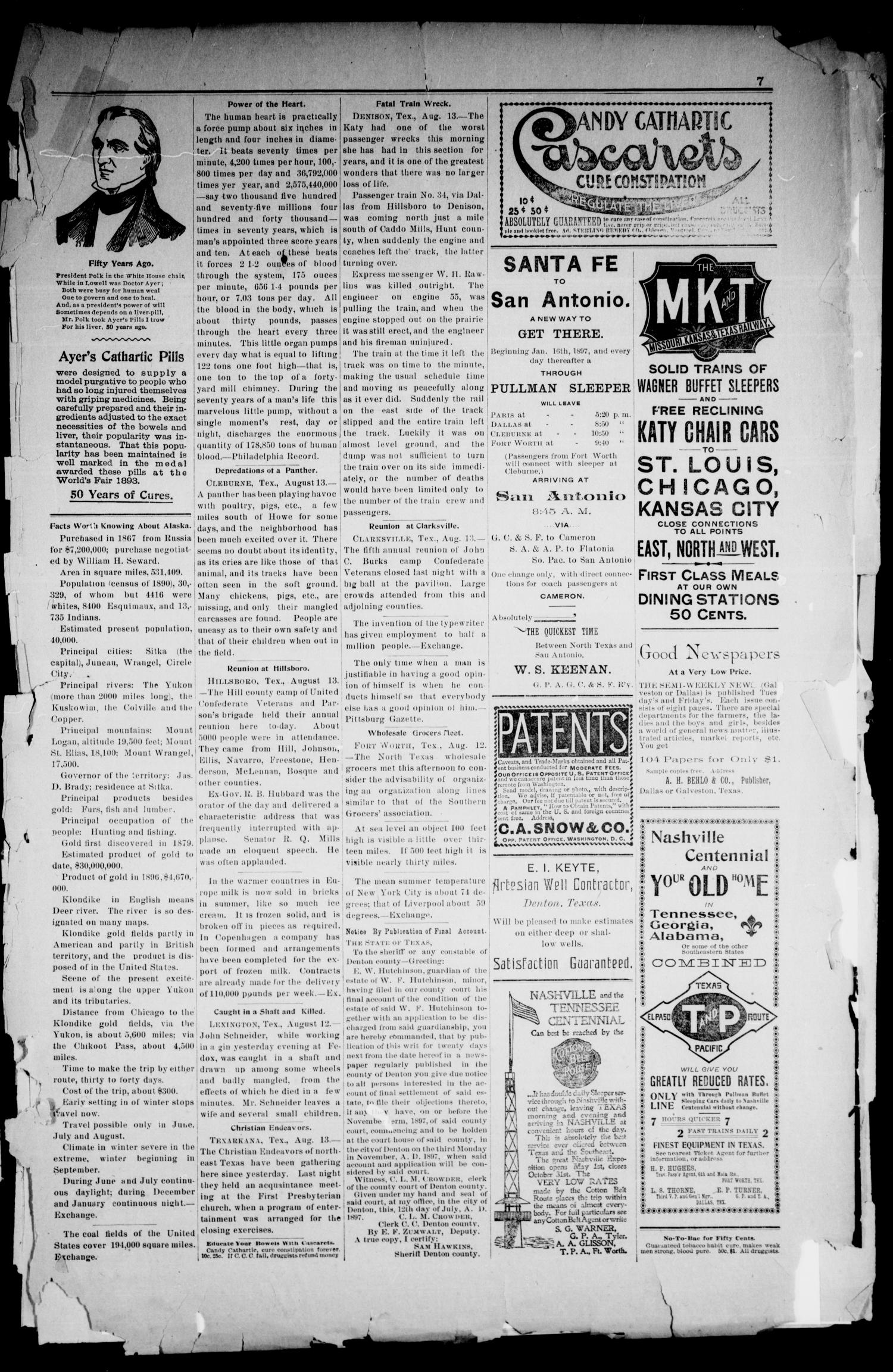 Denton County News. (Denton, Tex.), Vol. 6, No. 16, Ed. 1 Thursday, August 19, 1897
                                                
                                                    [Sequence #]: 7 of 8
                                                
