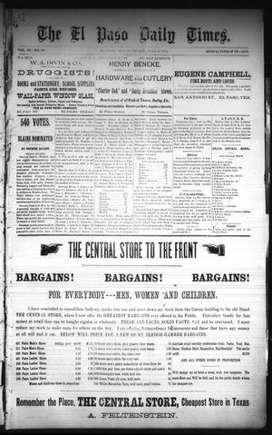 Primary view of The El Paso Daily Times. (El Paso, Tex.), Vol. 3, No. 80, Ed. 1 Friday, June 6, 1884