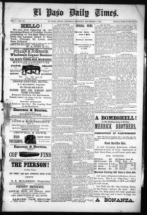 Primary view of El Paso Daily Times. (El Paso, Tex.), Vol. 5, No. 181, Ed. 1 Thursday, December 3, 1885