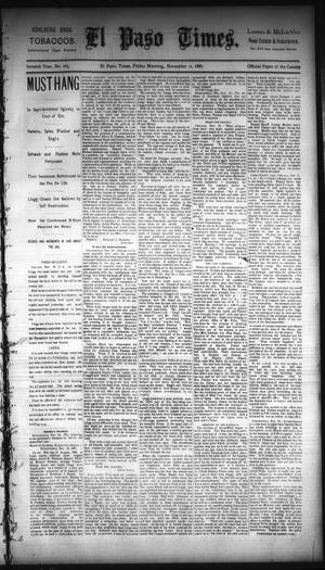 Primary view of El Paso Times. (El Paso, Tex.), Vol. Seventh Year, No. 265, Ed. 1 Friday, November 11, 1887