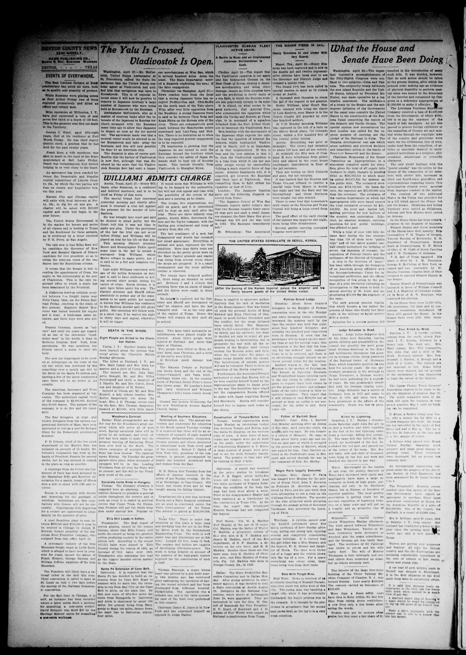 Denton County News. (Denton, Tex.), Vol. 13, No. 4, Ed. 1 Friday, April 29, 1904
                                                
                                                    [Sequence #]: 2 of 8
                                                