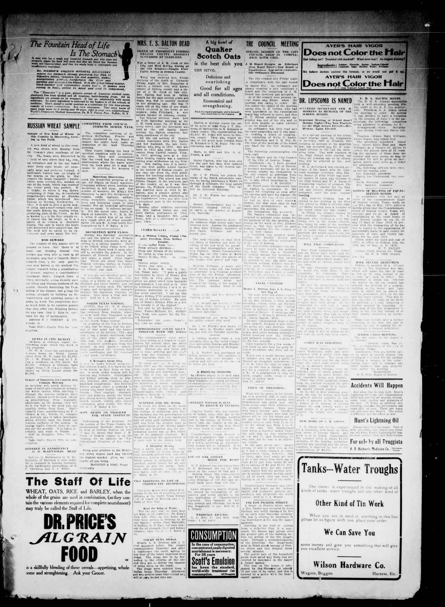 Record and Chronicle. (Denton, Tex.), Vol. 28, No. 43, Ed. 1 Thursday, June 2, 1910
                                                
                                                    [Sequence #]: 3 of 8
                                                