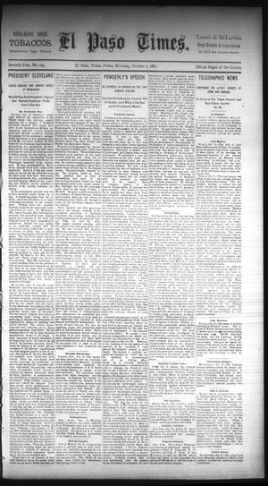 Primary view of object titled 'El Paso Times. (El Paso, Tex.), Vol. Seventh Year, No. 235, Ed. 1 Friday, October 7, 1887'.