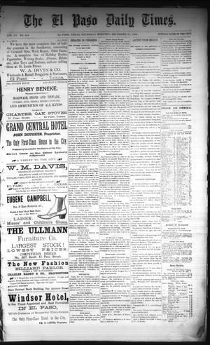 Primary view of object titled 'The El Paso Daily Times. (El Paso, Tex.), Vol. 3, No. 219, Ed. 1 Thursday, December 25, 1884'.