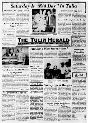 Primary view of object titled 'The Tulia Herald (Tulia, Tex.), Vol. 72, No. 13, Ed. 1 Thursday, March 27, 1980'.